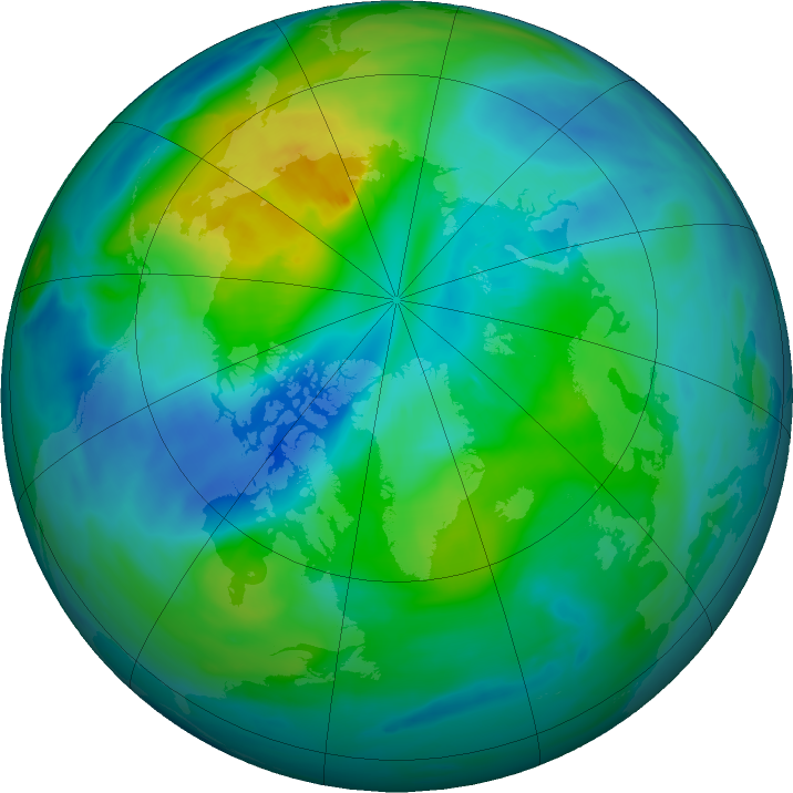 Arctic ozone map for 08 October 2022